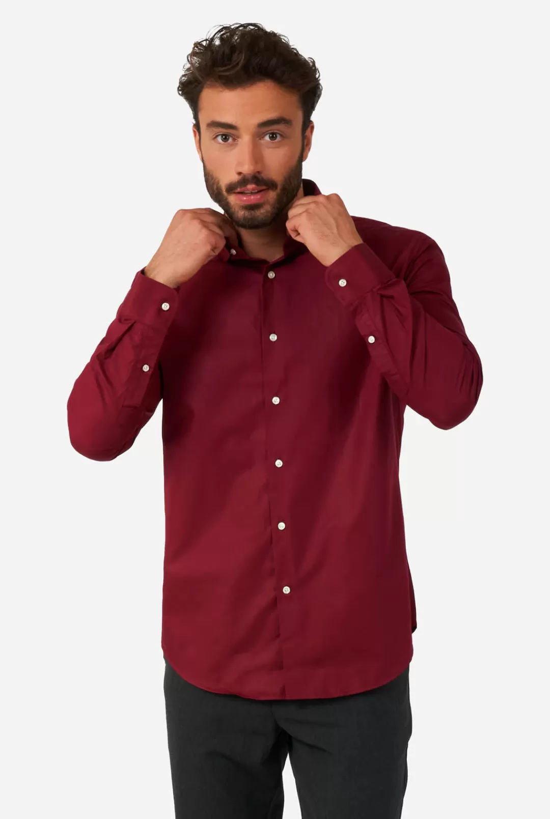 OppoSuits Solid Colored Shirts^Blazing Burgundy