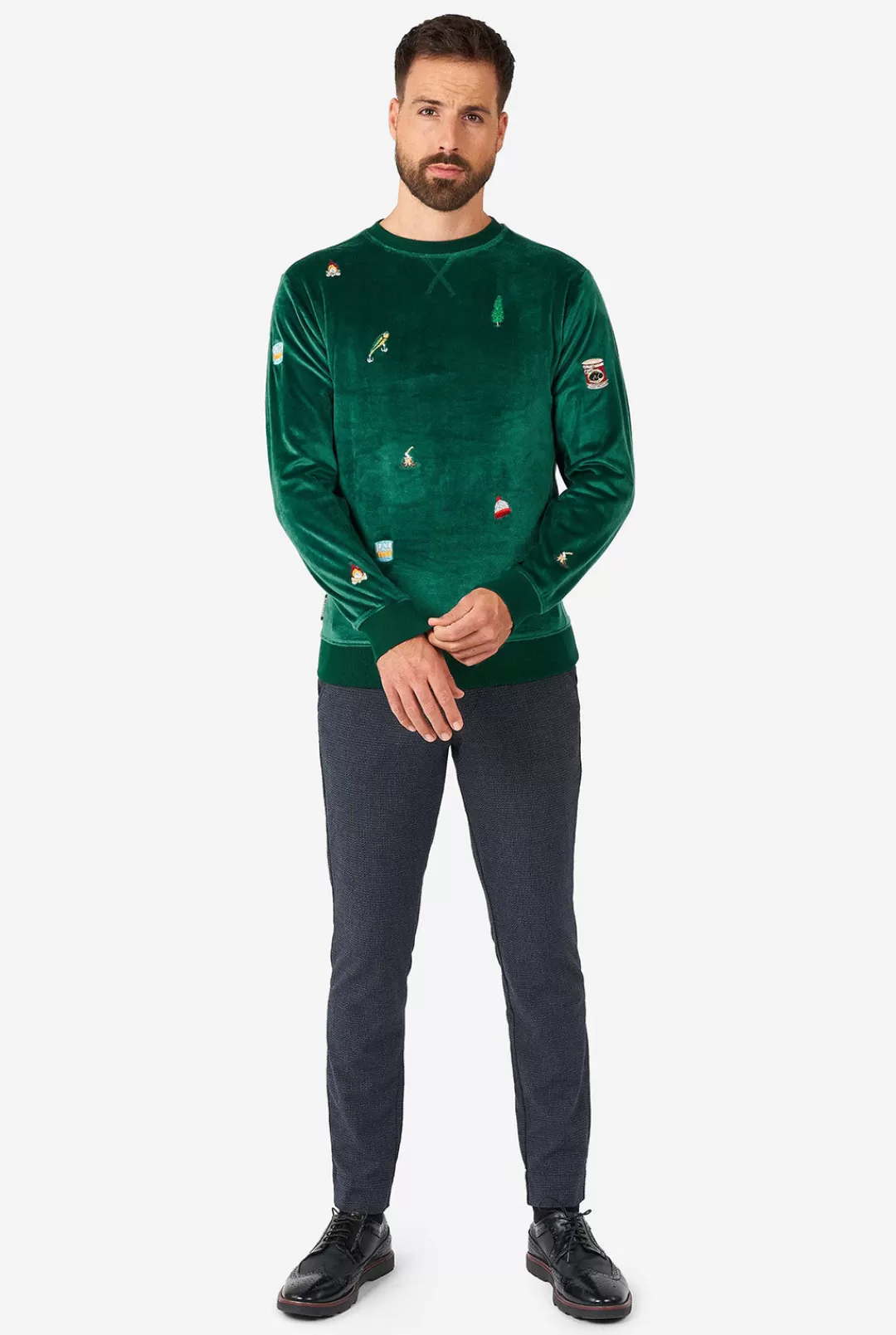 OppoSuits Christmas Sweaters^Velvet Green - Xmas Icons