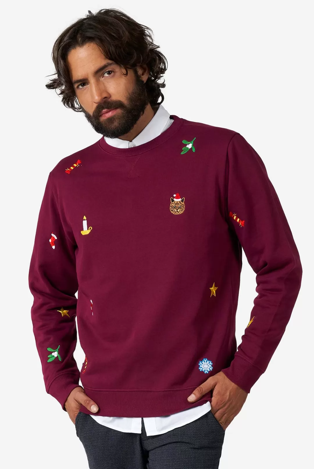 OppoSuits Christmas Sweaters^X-Mas Icons - Burgundy