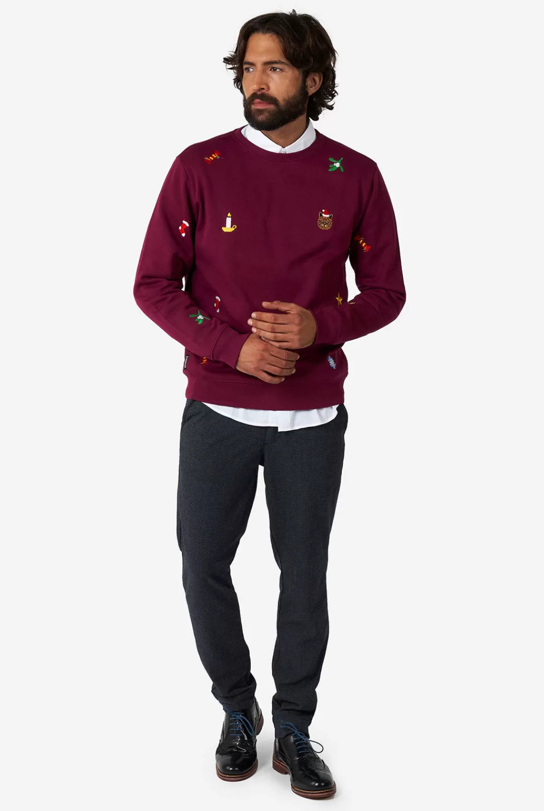 OppoSuits Christmas Sweaters^X-Mas Icons - Burgundy